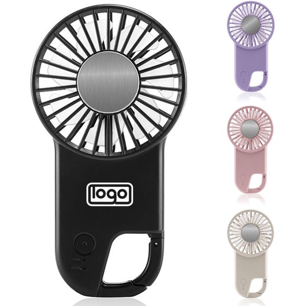 Portable Mini Handheld USB Rechargeable Fan W/ Buckle