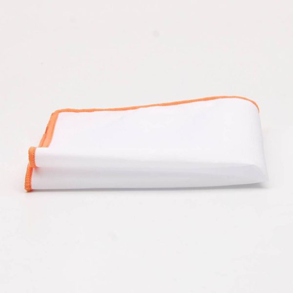 Solid White Pocket Square w/ Embroidered Edge