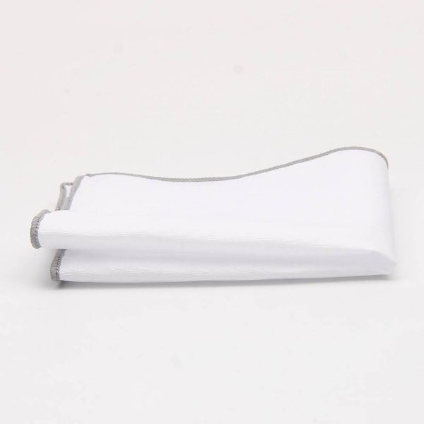 Solid White Pocket Square w/ Embroidered Edge