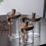 13&18&28 OZ Coffee Bean Cup Jar Glass Bottle W/ Spoon