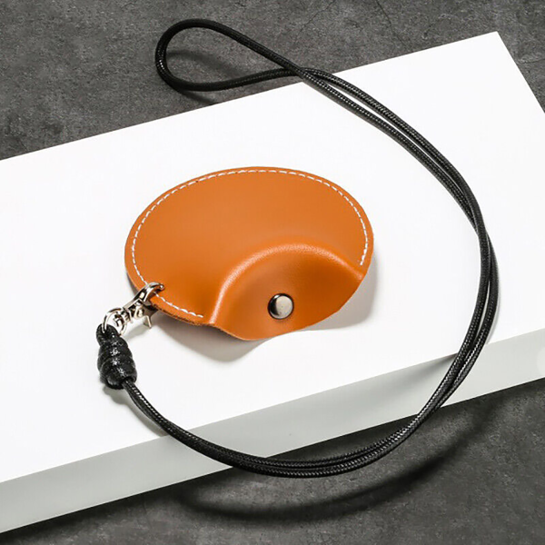 Leather earphone carrying case with lanyard
