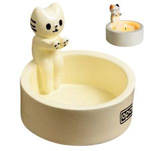 Adorable Cartoon Cat Warming Paws Mini Candle Holder
