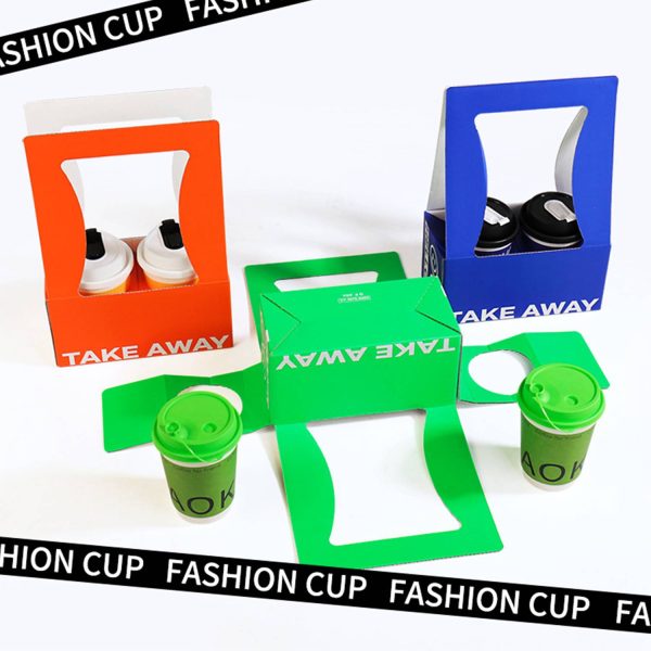 Colorful Fahion Paper 2 Cup Holder W/ Handles