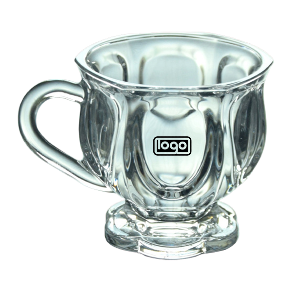 5Oz Clear Glass Coffee Cup W/ Handle