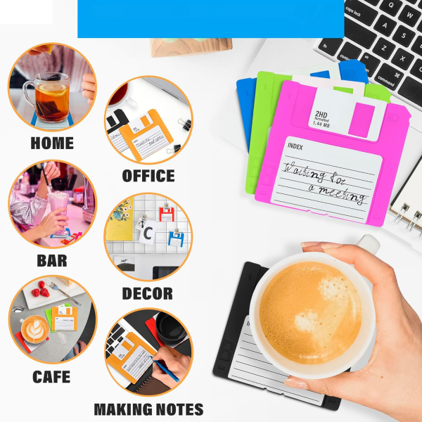 6 pcs Silicone Floppy Disk Coaster
