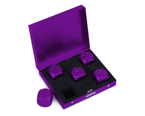 5 Pieces Aluminum Alloy Dice W/ Square Case