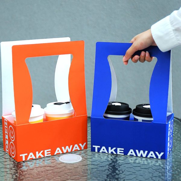 Colorful Fahion Paper 2 Cup Holder W/ Handles