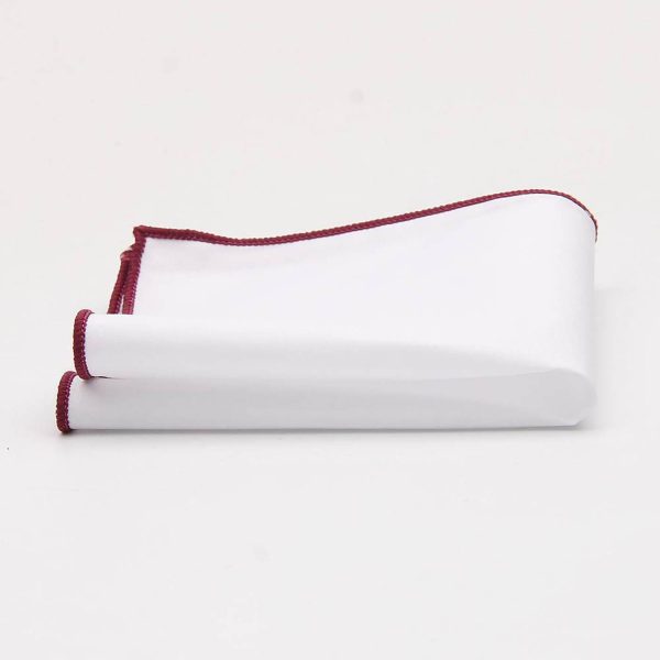 Solid White Pocket Square w/ Embroidered Edge