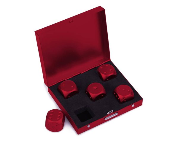 5 Pieces Aluminum Alloy Dice W/ Square Case