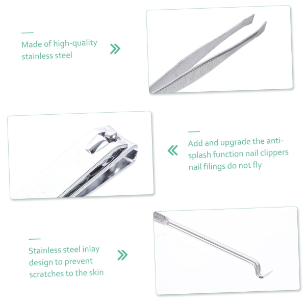 stainless steel beauty set w/ zipper bag