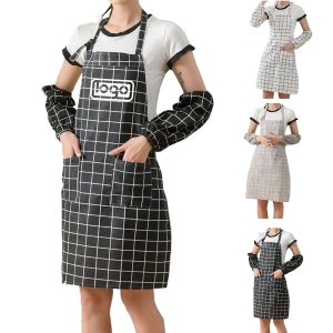 Cotton Linen Plaid Apron Set