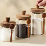 13&18&28 OZ Coffee Bean Cup Jar Glass Bottle W/ Spoon