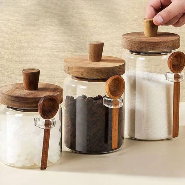 13&18&28 OZ Coffee Bean Cup Jar Glass Bottle W/ Spoon