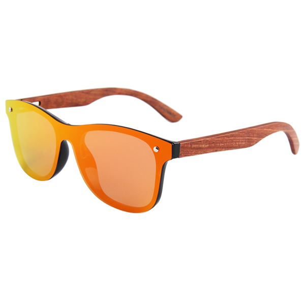 Trendy Square Frameless Polarized Bamboo Wooden Sunglasses