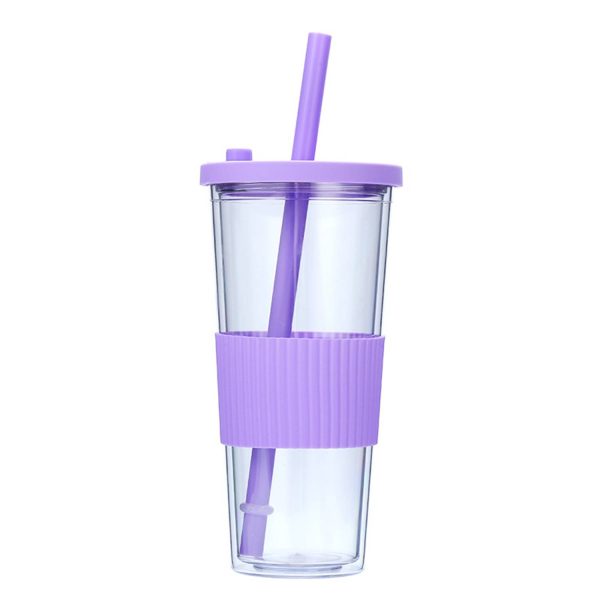 24 Ounce Plastic Cup With Straw