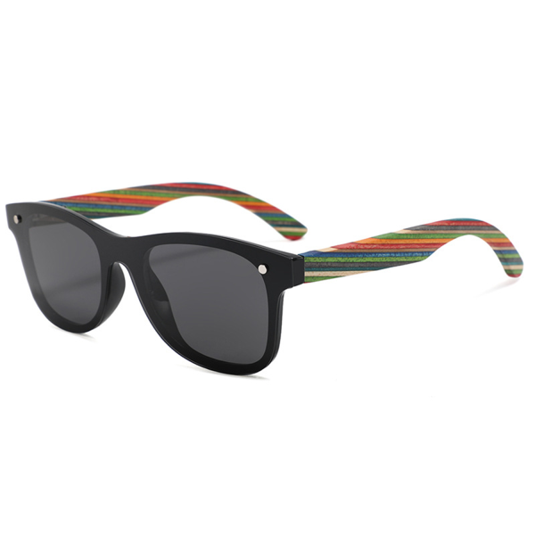 Trendy Square Frameless Polarized Bamboo Wooden Sunglasses