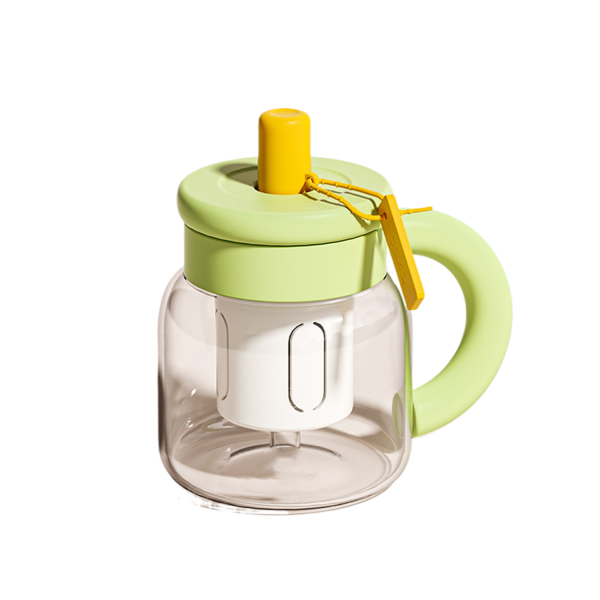 30Oz Large Capacity Glass Flower Tea Cup w/ Straw