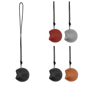 Leather earphone carrying case with lanyard