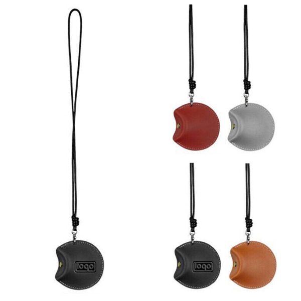 Leather earphone carrying case with lanyard