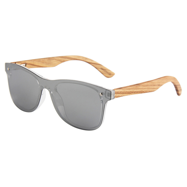 Trendy Square Frameless Polarized Bamboo Wooden Sunglasses