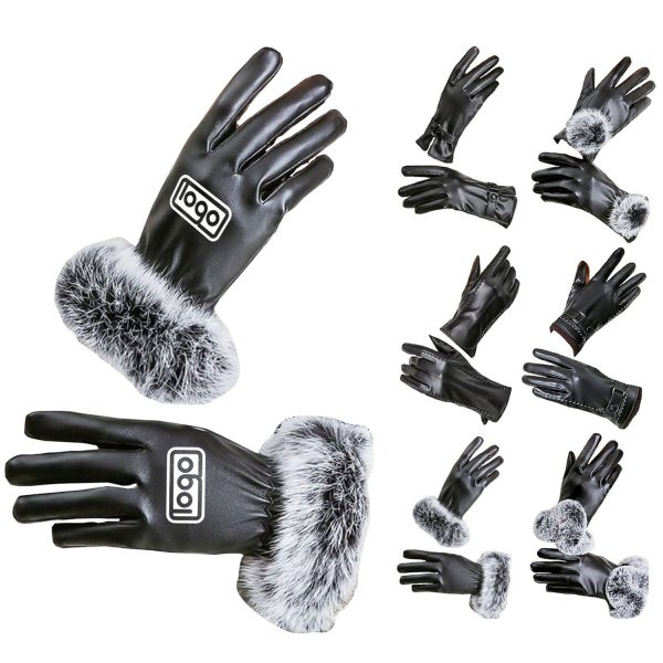 Women Touch Screen Leatherette Warm Gloves