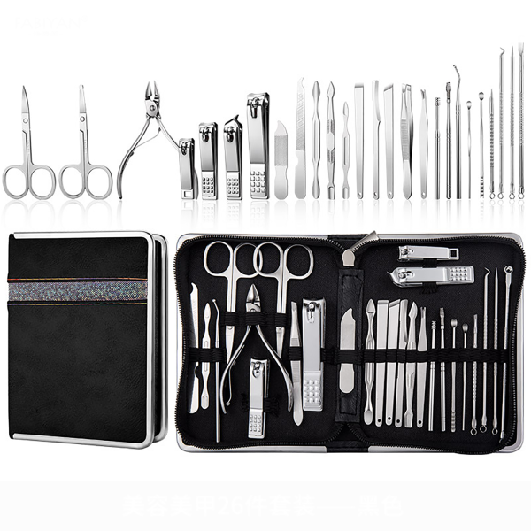 stainless steel beauty set w/ zipper bag