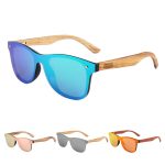 Trendy Square Frameless Polarized Bamboo Wooden Sunglasses
