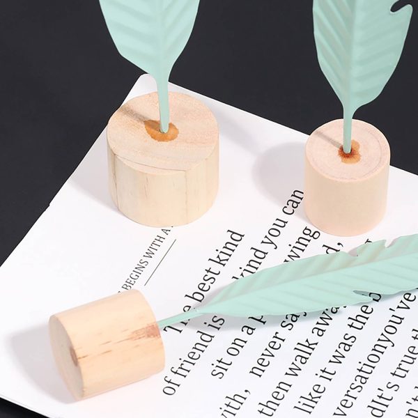 Elegant Home Decor Feather Decoration W/ Wooden Base