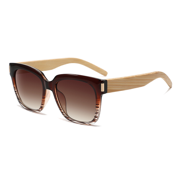 Fashion UV400 Square Shades Bamboo Wood Sunglasses