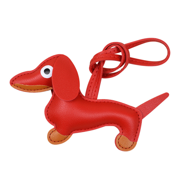 Pu Leather Cartoon Cute Dachshund Shape Vintage Key Chain
