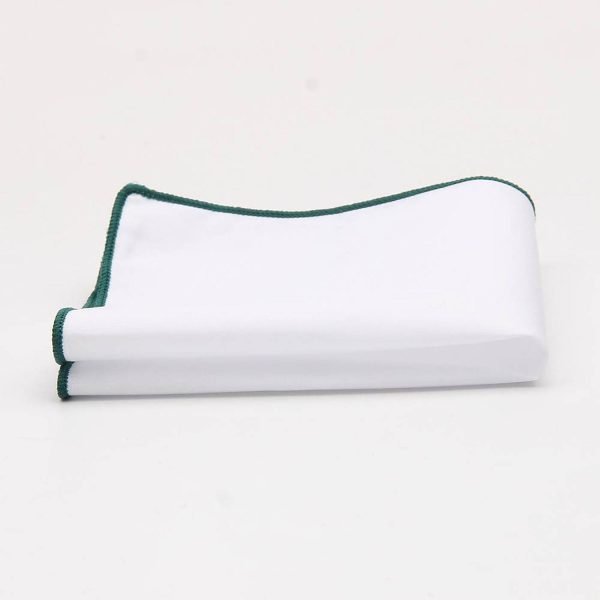 Solid White Pocket Square w/ Embroidered Edge