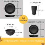 16Pcs Wheat Straw Kitchen Dinnerware Set