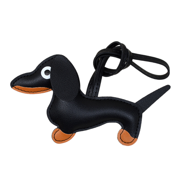 Pu Leather Cartoon Cute Dachshund Shape Vintage Key Chain