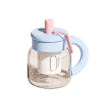 30Oz Large Capacity Glass Flower Tea Cup w/ Straw