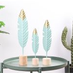 Elegant Home Decor Feather Decoration W/ Wooden Base