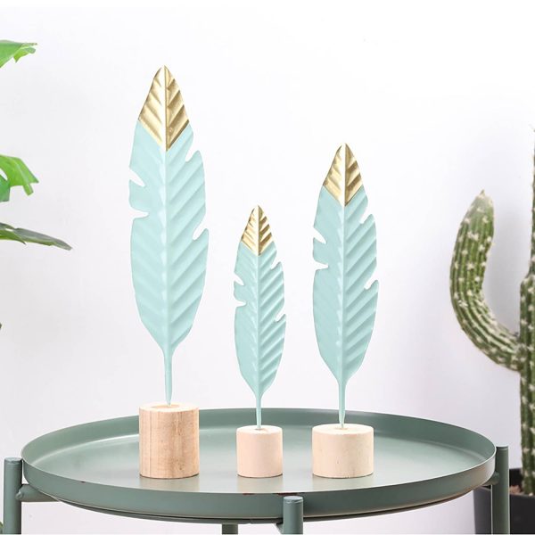 Elegant Home Decor Feather Decoration W/ Wooden Base
