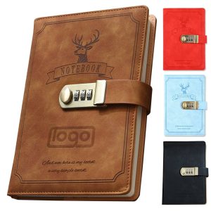 A5 Size PU Leather Notebook W/ Lock