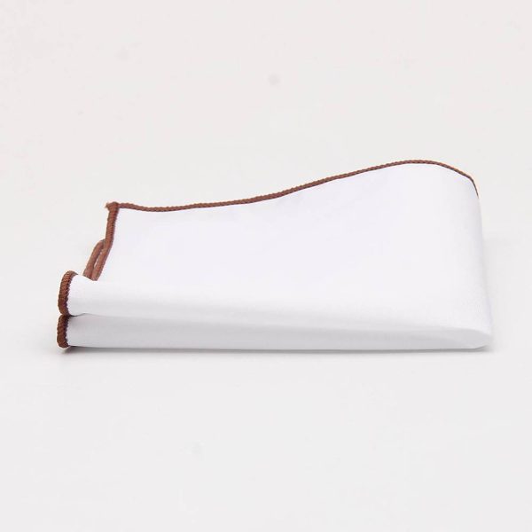 Solid White Pocket Square w/ Embroidered Edge
