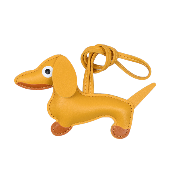 Pu Leather Cartoon Cute Dachshund Shape Vintage Key Chain