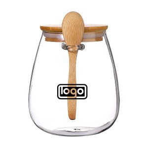 34oz Glass Jar Set w/ Wooden Lids & Spoons