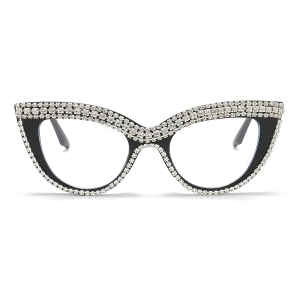 Women Retro Sparkle Crystal Diamond Cat Eye Sunglasses