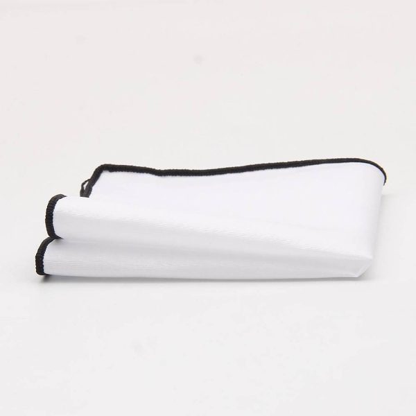 Solid White Pocket Square w/ Embroidered Edge