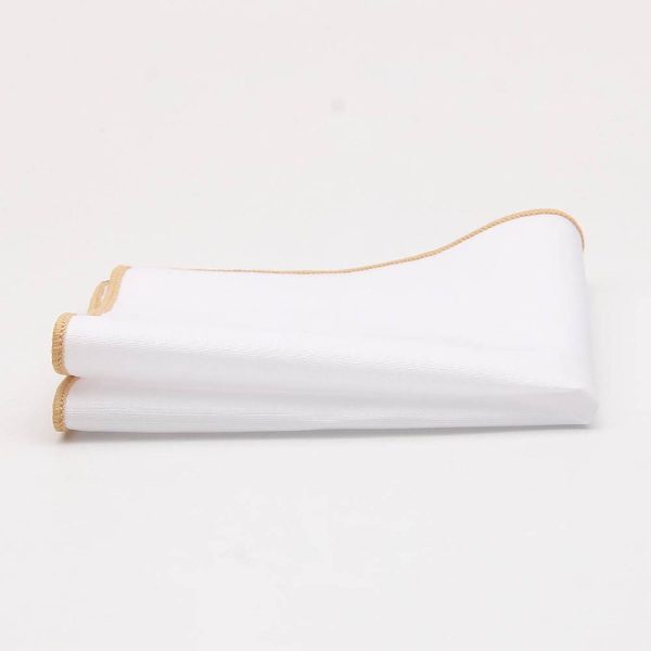 Solid White Pocket Square w/ Embroidered Edge