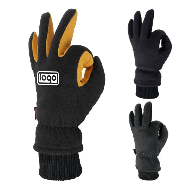 Deerskin and velvet winter warm gloves