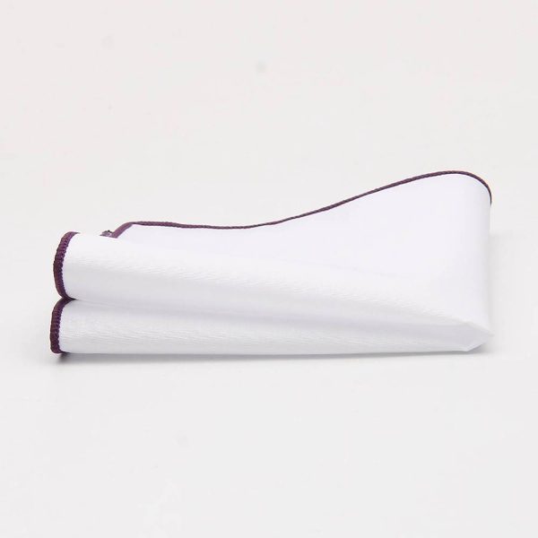 Solid White Pocket Square w/ Embroidered Edge