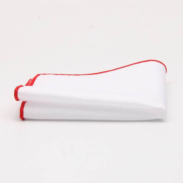 Solid White Pocket Square w/ Embroidered Edge