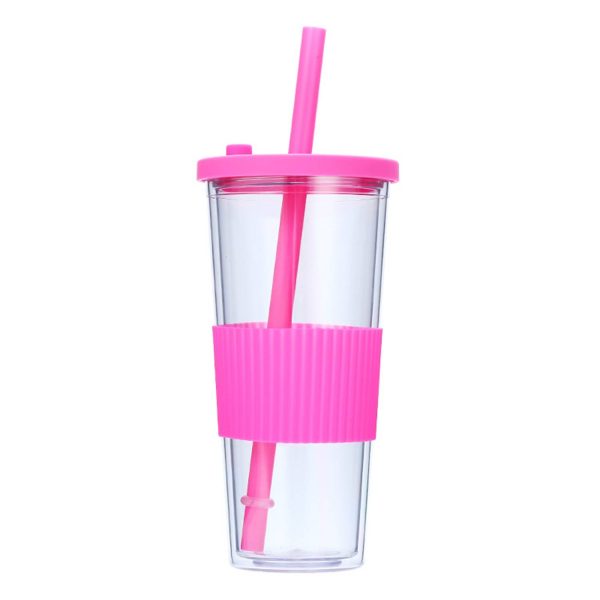 24 Ounce Plastic Cup With Straw