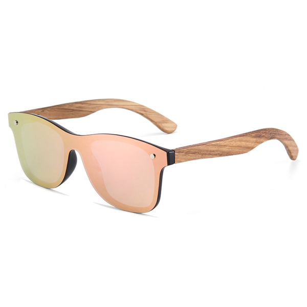 Trendy Square Frameless Polarized Bamboo Wooden Sunglasses