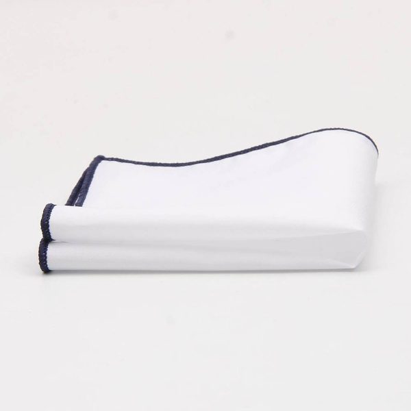 Solid White Pocket Square w/ Embroidered Edge