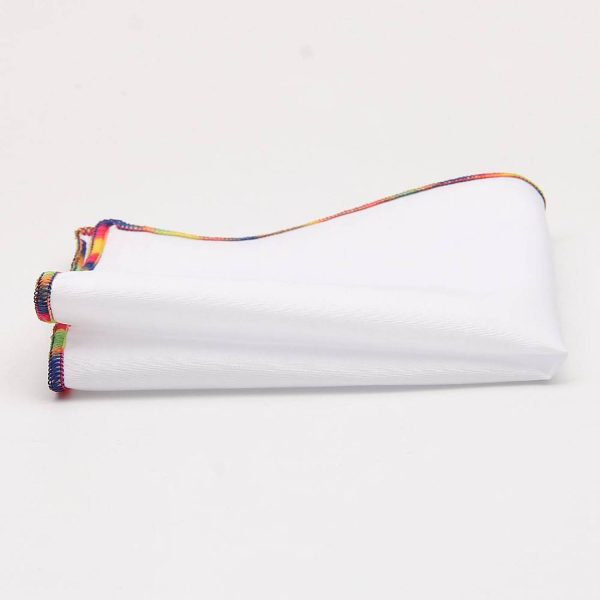 Solid White Pocket Square w/ Embroidered Edge